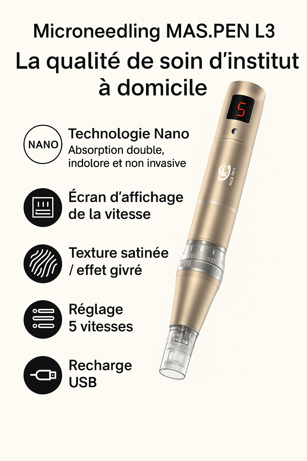 Microneedling MAS.PEN L3 마이크로니들링: La Qualité de Soin d’Institut à Domicile