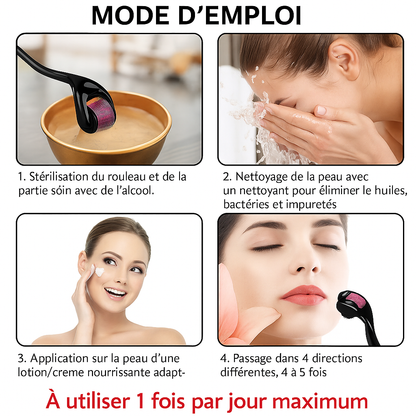 Dermaroller Microneedling avec Aiguilles en Titane – Outil de Microneedling pour le Visage, la Peau, et le Cuir Chevelu